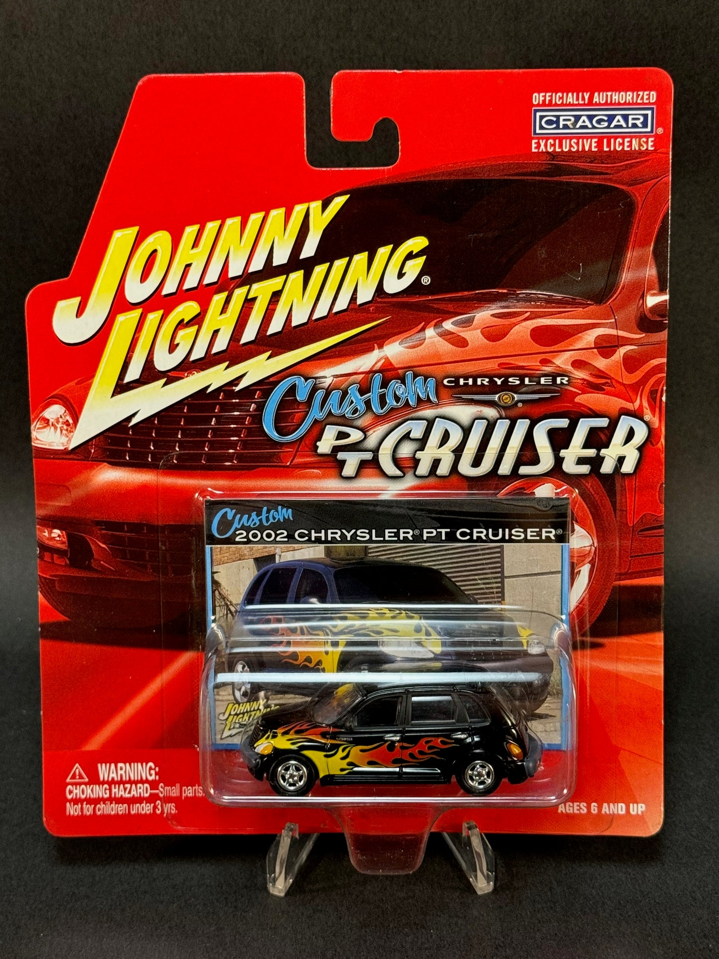 2003 Johnny Lightning Custom 2002 Chrysler PT Cruiser, Black with Flames