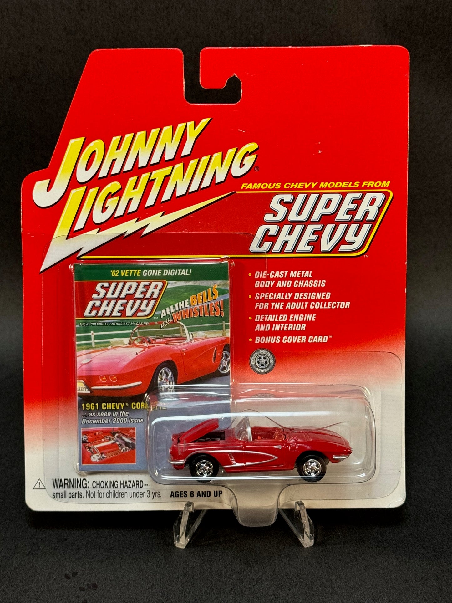 2002 Johnny Lightning Super Chevy Magazine 1961 Chevy Corvette, Red