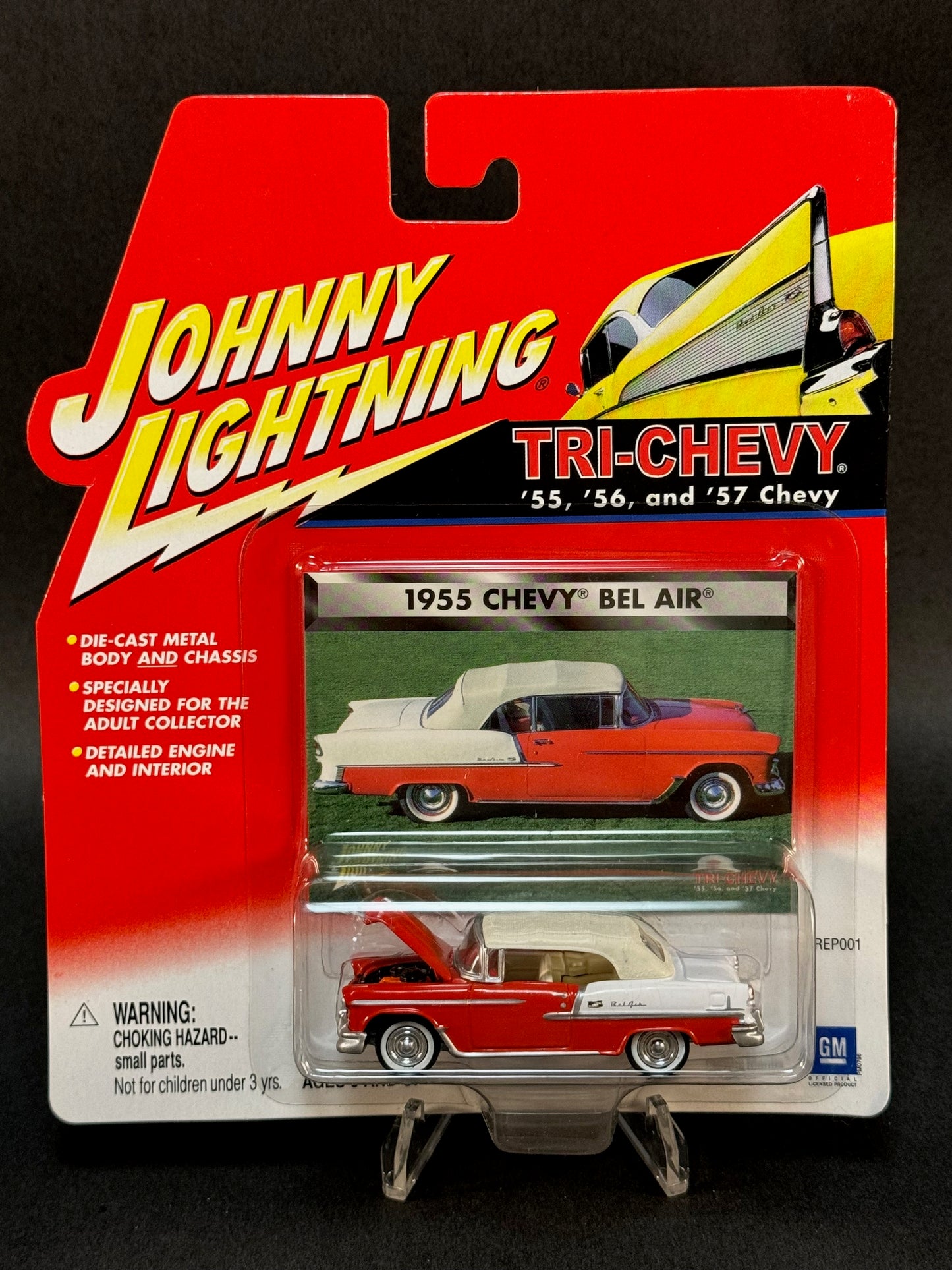 2001 Johnny Lightning Tri-Chevy Series 1955 Chevy Bel Air, Red