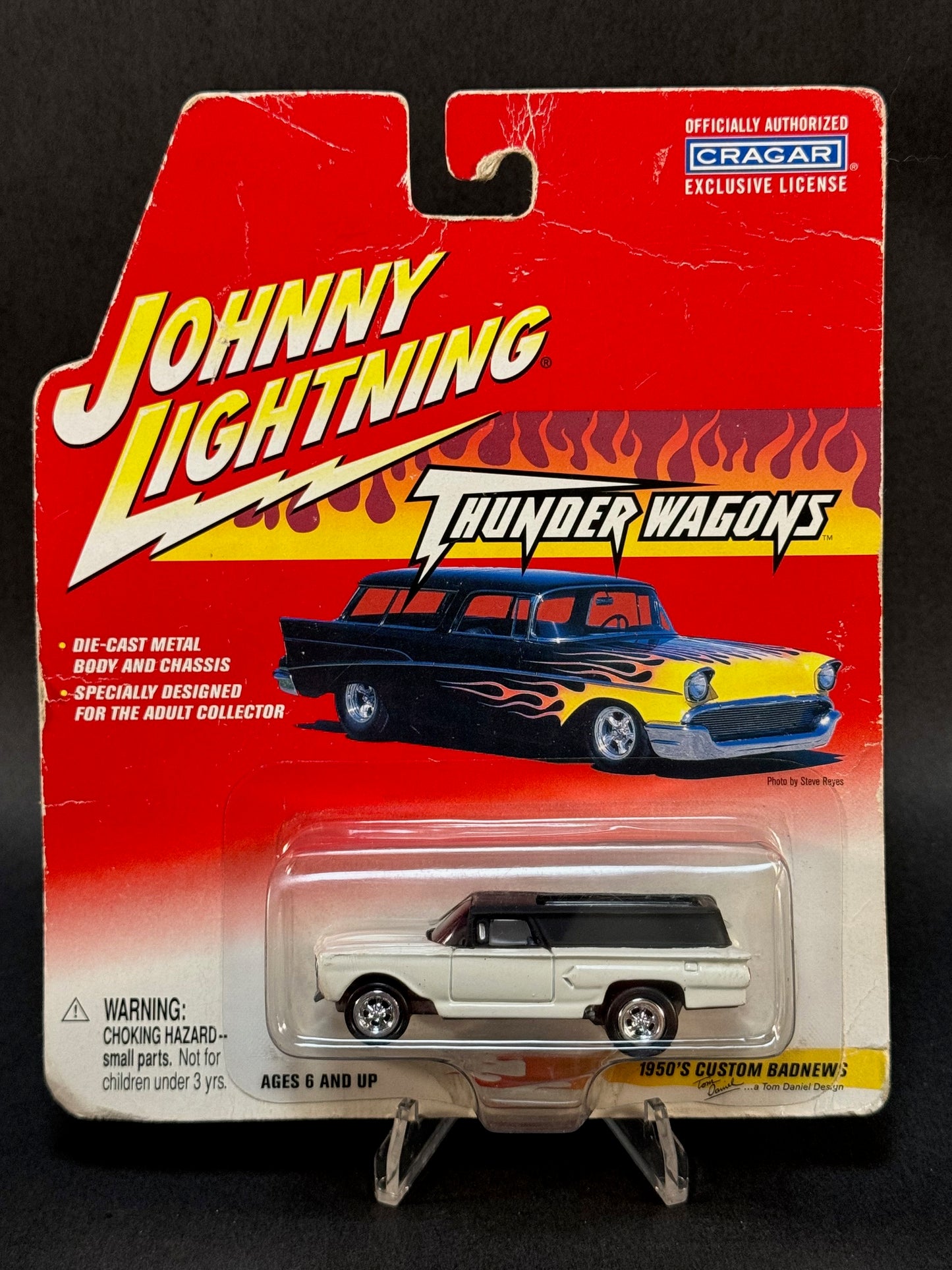 2002 Johnny Lightning Thunder Wagons 1950's Custom Badnews, Black and White