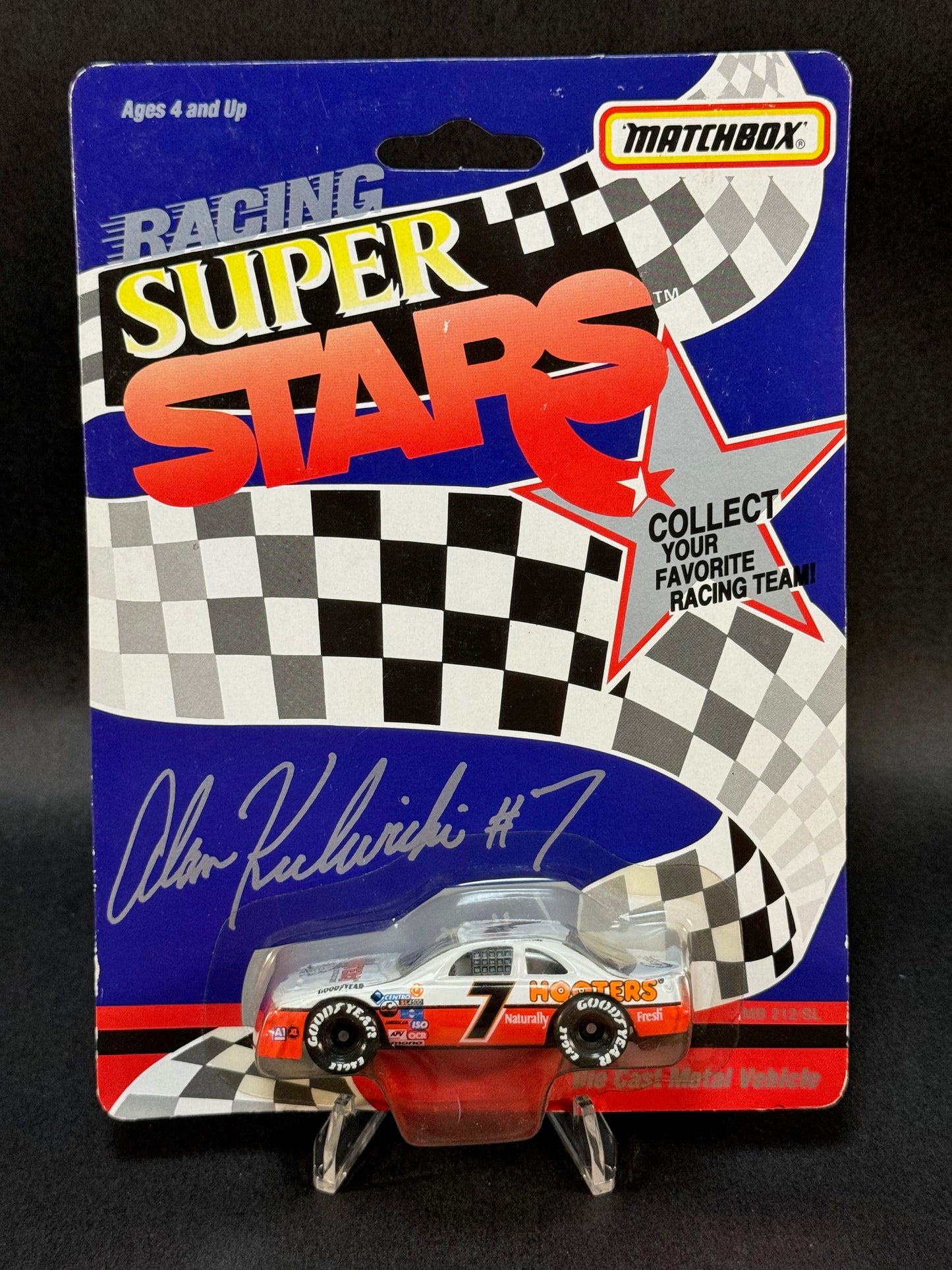 1992 Matchbox Racing Super Stars Alan Kulwicki #7 Hooters, White and Orange