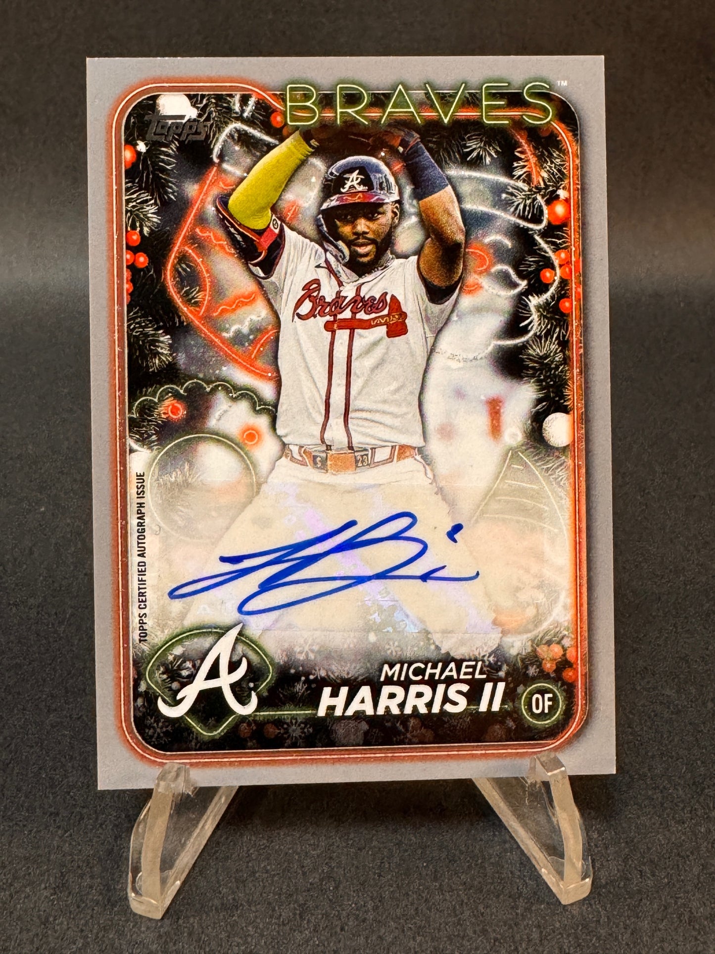 2024 Topps Holiday HAC-MH Silver Glitter Autograph /25 Michael Harris II Braves