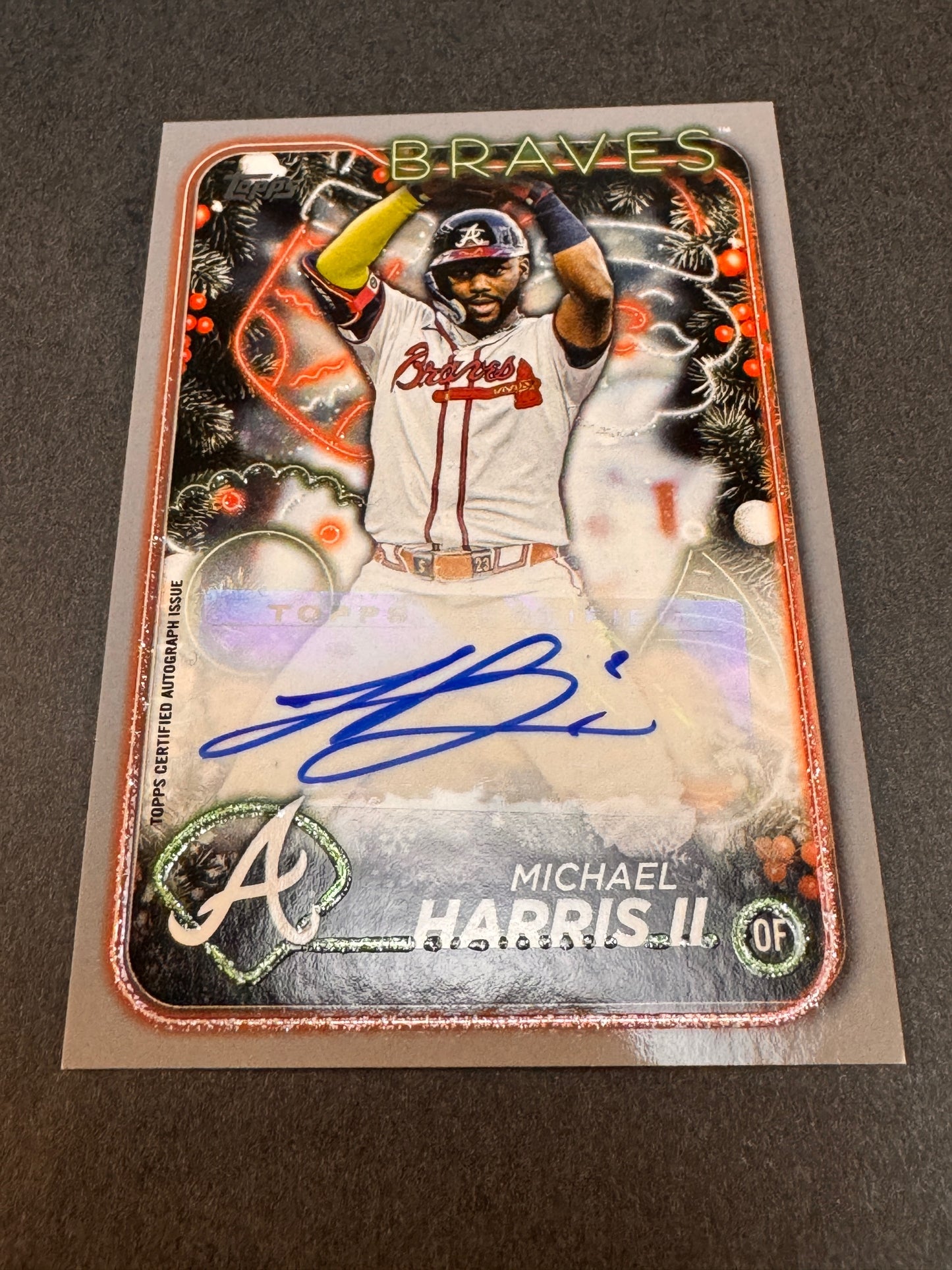 2024 Topps Holiday HAC-MH Silver Glitter Autograph /25 Michael Harris II Braves