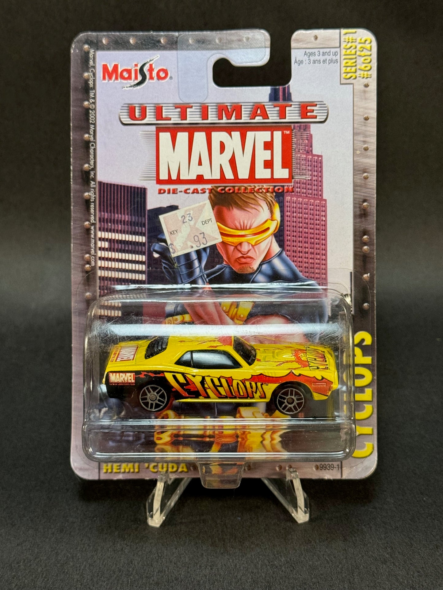 2002 Maisto Ultimate Marvel Collection Cyclops #6 Plymouth Hemi Cuda, Yellow