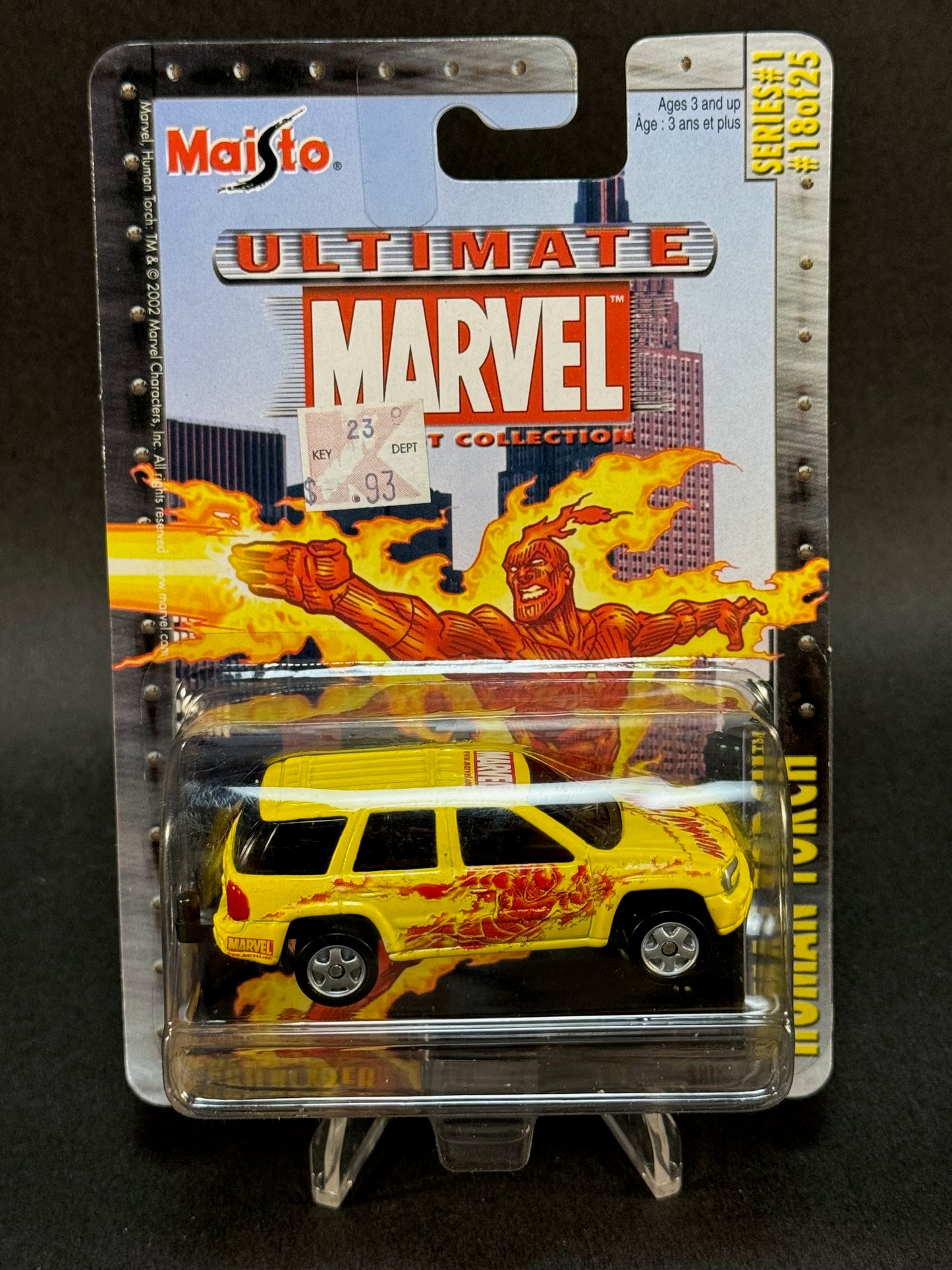 2002 Maisto Ultimate Marvel Collection Human Torch #18 Chevrolet TrailBlazer, Yellow