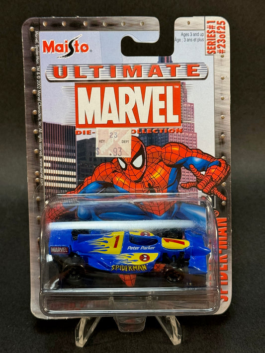 2002 Maisto Ultimate Marvel Collection Spider-Man #23 Open Wheel Racer, Blue