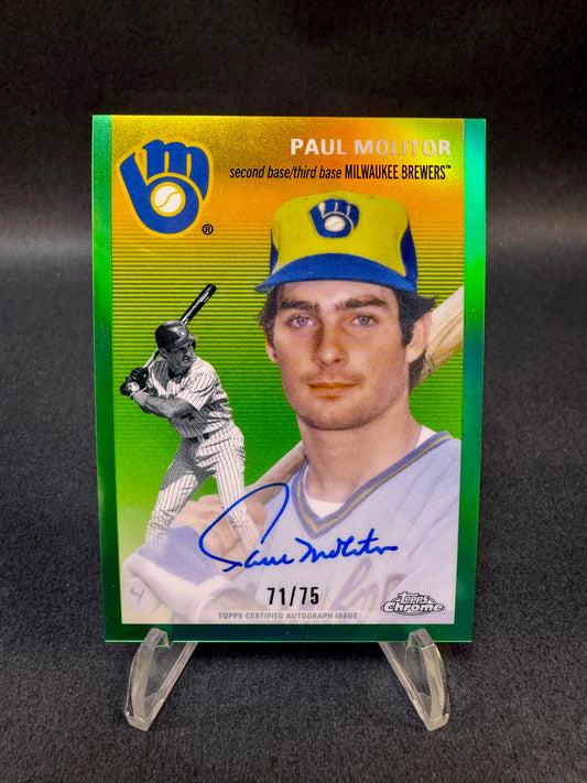 2023 Topps Chrome Platinum CPA-PM Green Refractor /75 Paul Molitor Autograph
