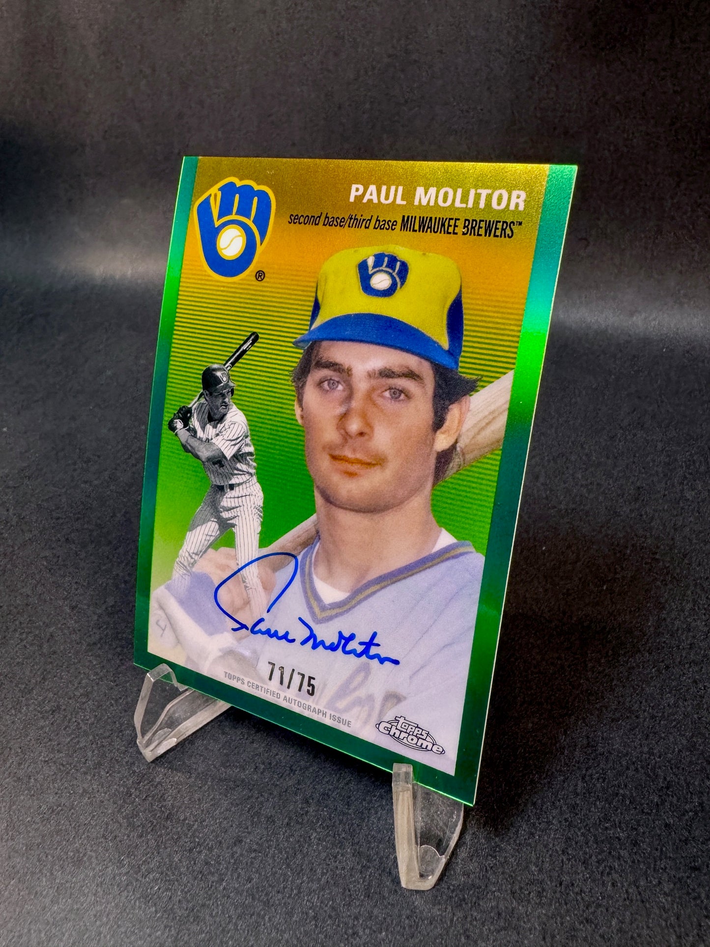 2023 Topps Chrome Platinum CPA-PM Green Refractor /75 Paul Molitor Autograph