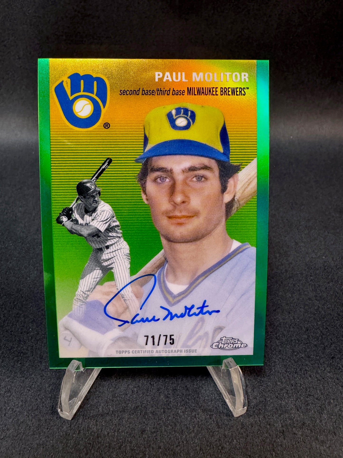 2023 Topps Chrome Platinum CPA-PM Green Refractor /75 Paul Molitor Autograph