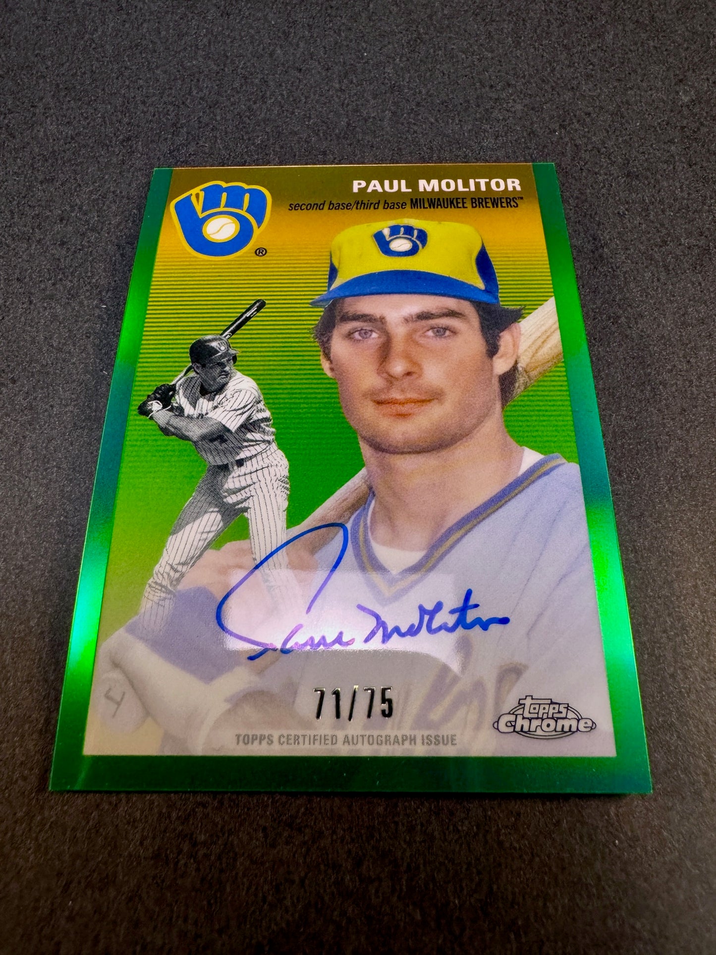 2023 Topps Chrome Platinum CPA-PM Green Refractor /75 Paul Molitor Autograph