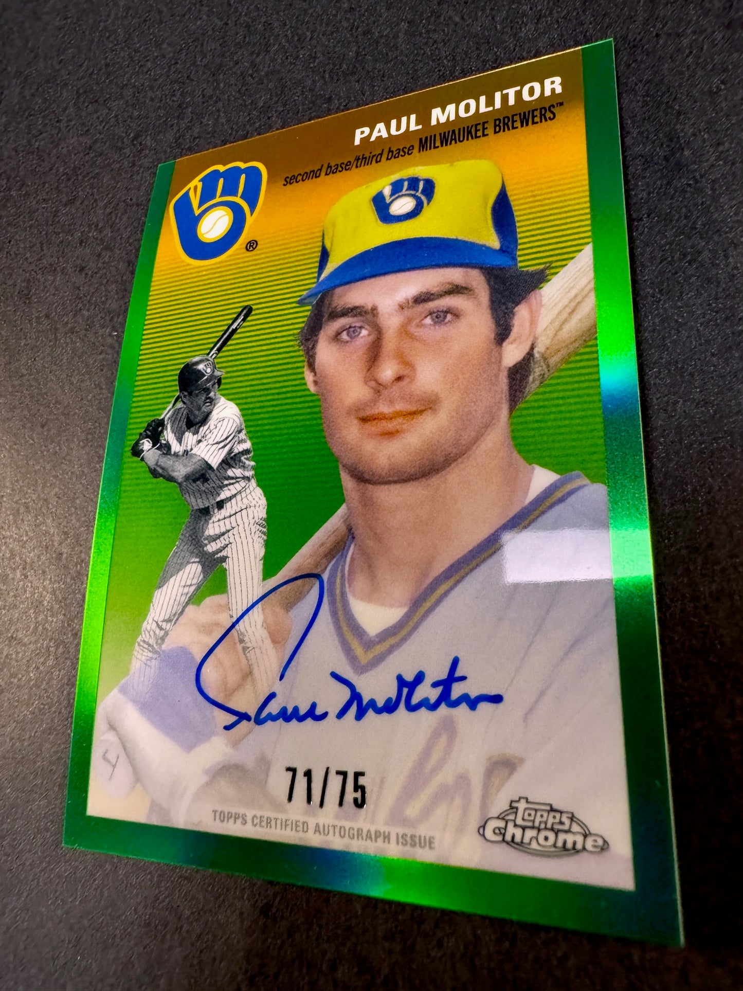 2023 Topps Chrome Platinum CPA-PM Green Refractor /75 Paul Molitor Autograph