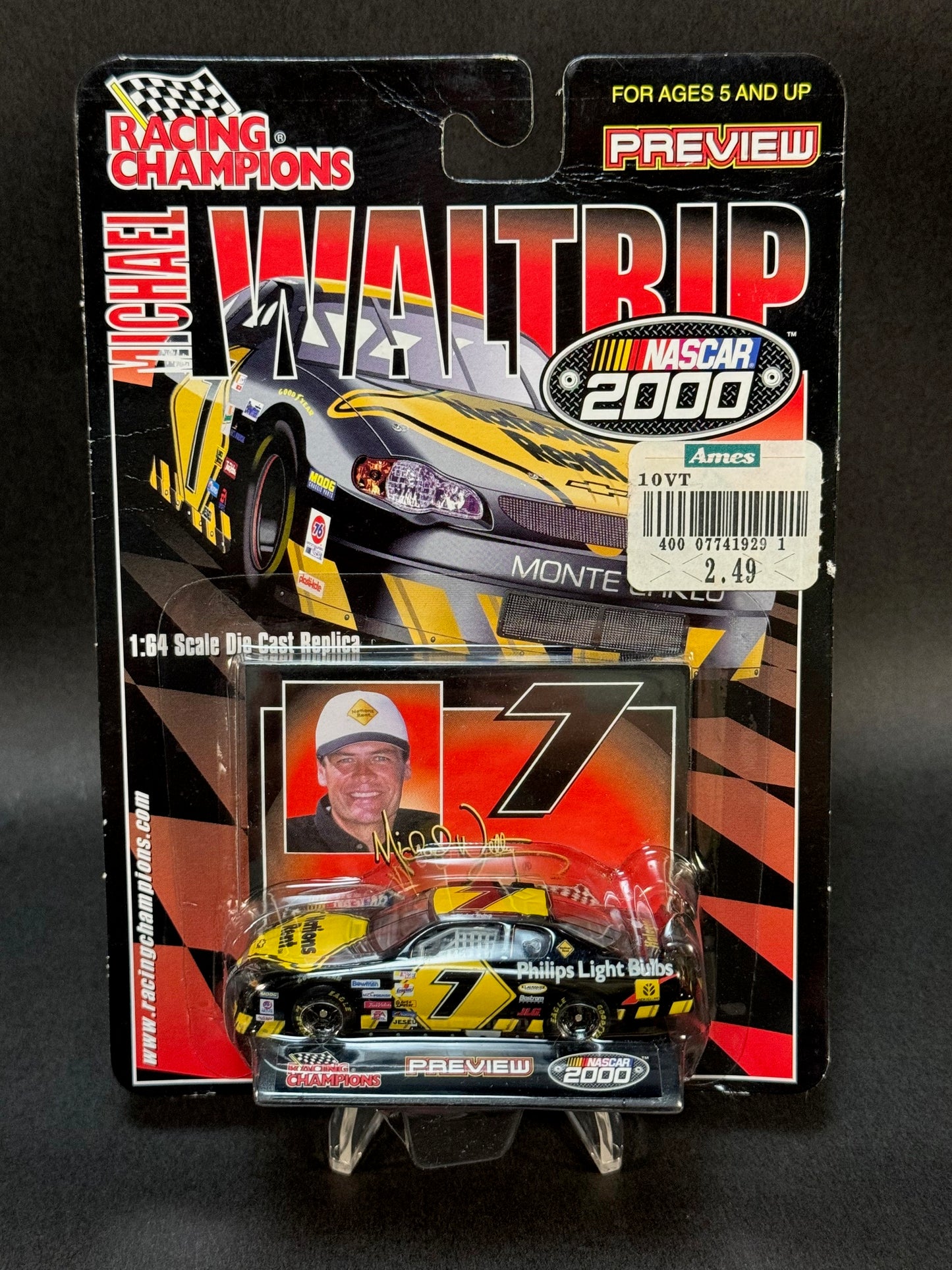 2000 Racing Champions NASCAR Preview #7 Michael Waltrip, Black and Yellow