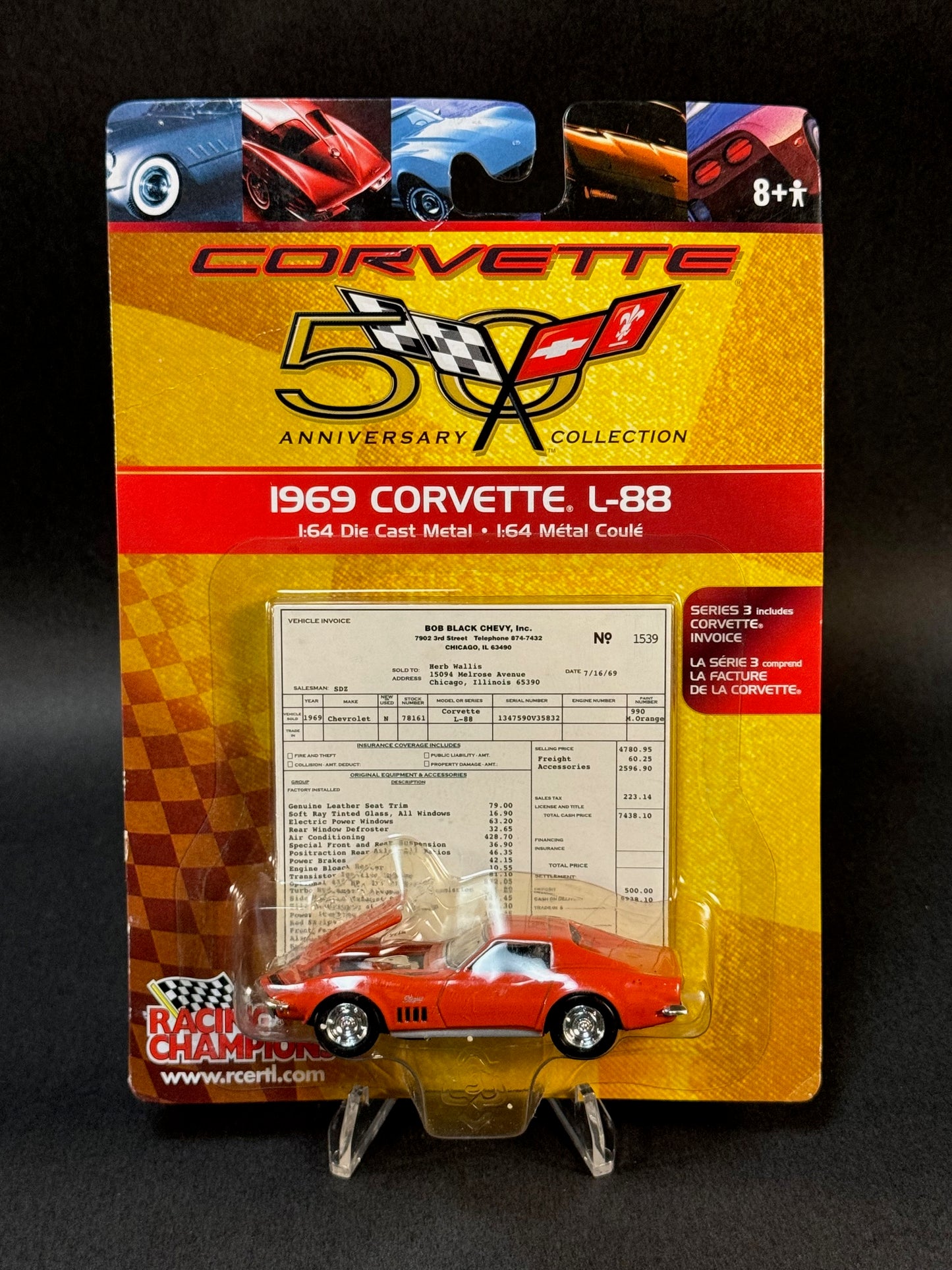 2002 Racing Champions 50th Anniversary 1969 Corvette L-88, Orange