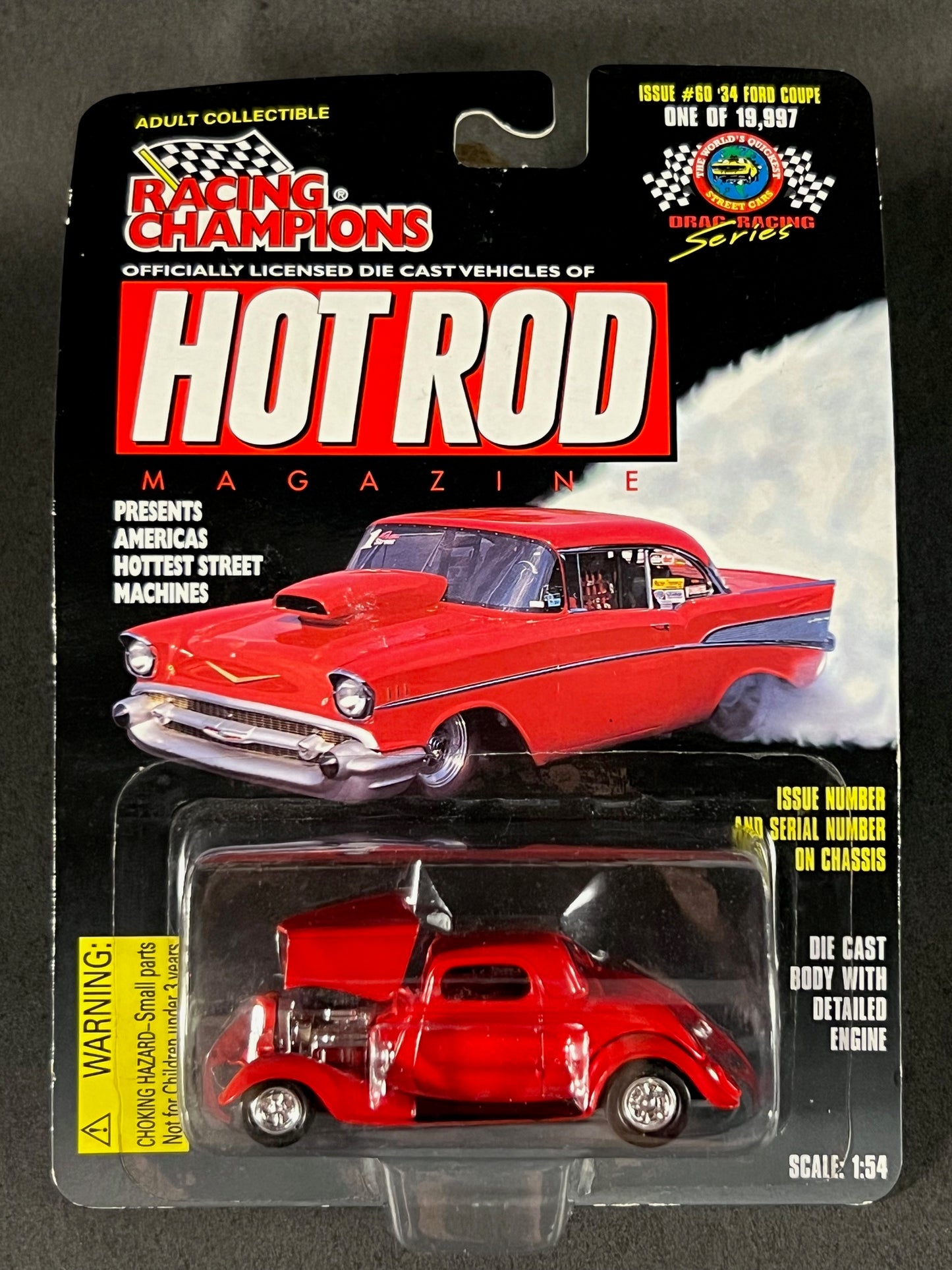 1997 Racing Champions Hot Rod Magazine Issue #60 '34 Ford Coupe, Red