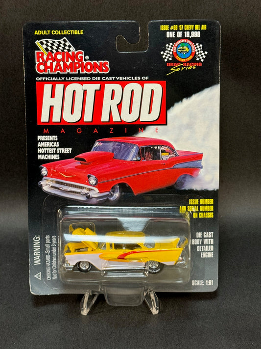 1998 Racing Champions Hot Rod Magazine Issue #98 '57 Chevy Bel Air, Yellow