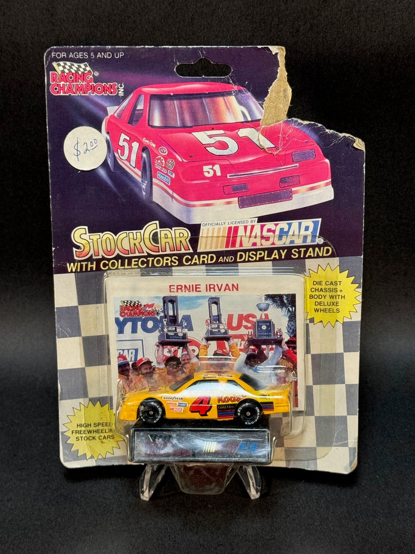 1991 Racing Champions StockCar NASCAR Ernie Irvan #4 Kodak, Yellow