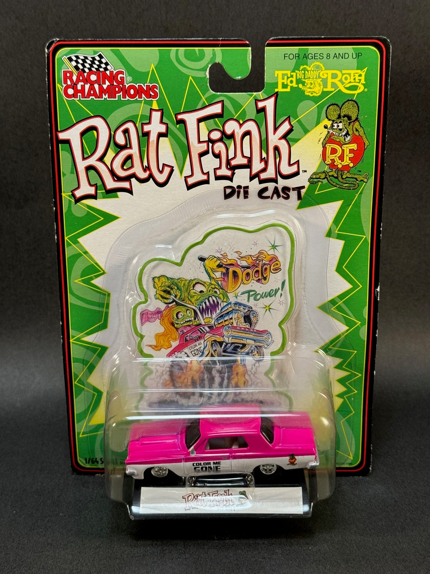 2000 Racing Champions Ed Roth Rat Fink Color Me Gone, Pink and White