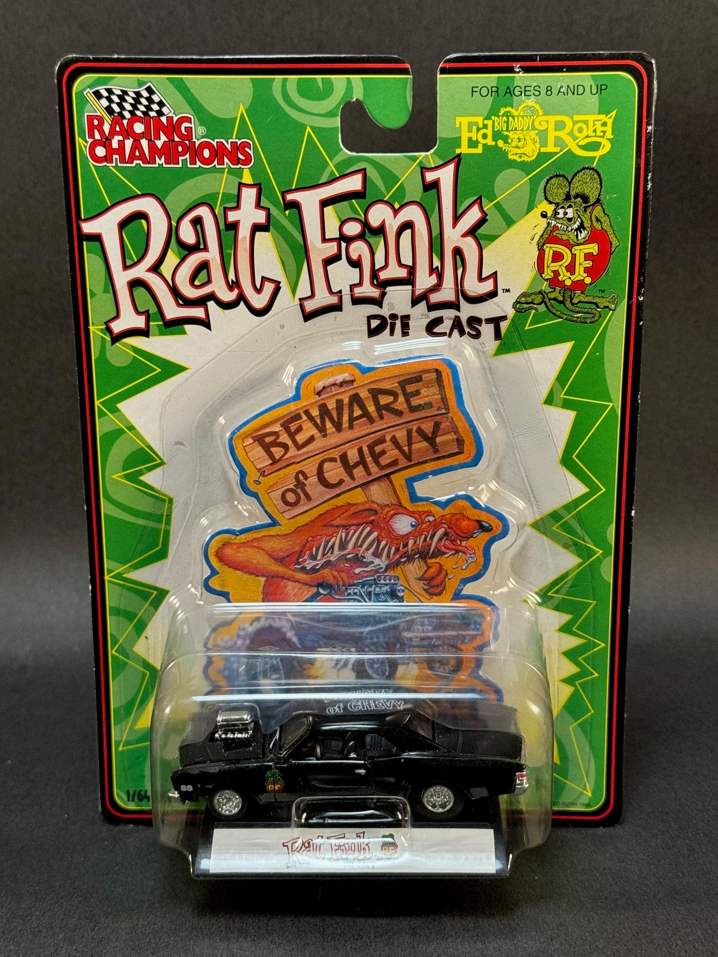 2000 Racing Champions Ed Roth Rat Fink Beware of Chevy 1967 Chevelle SS, Black