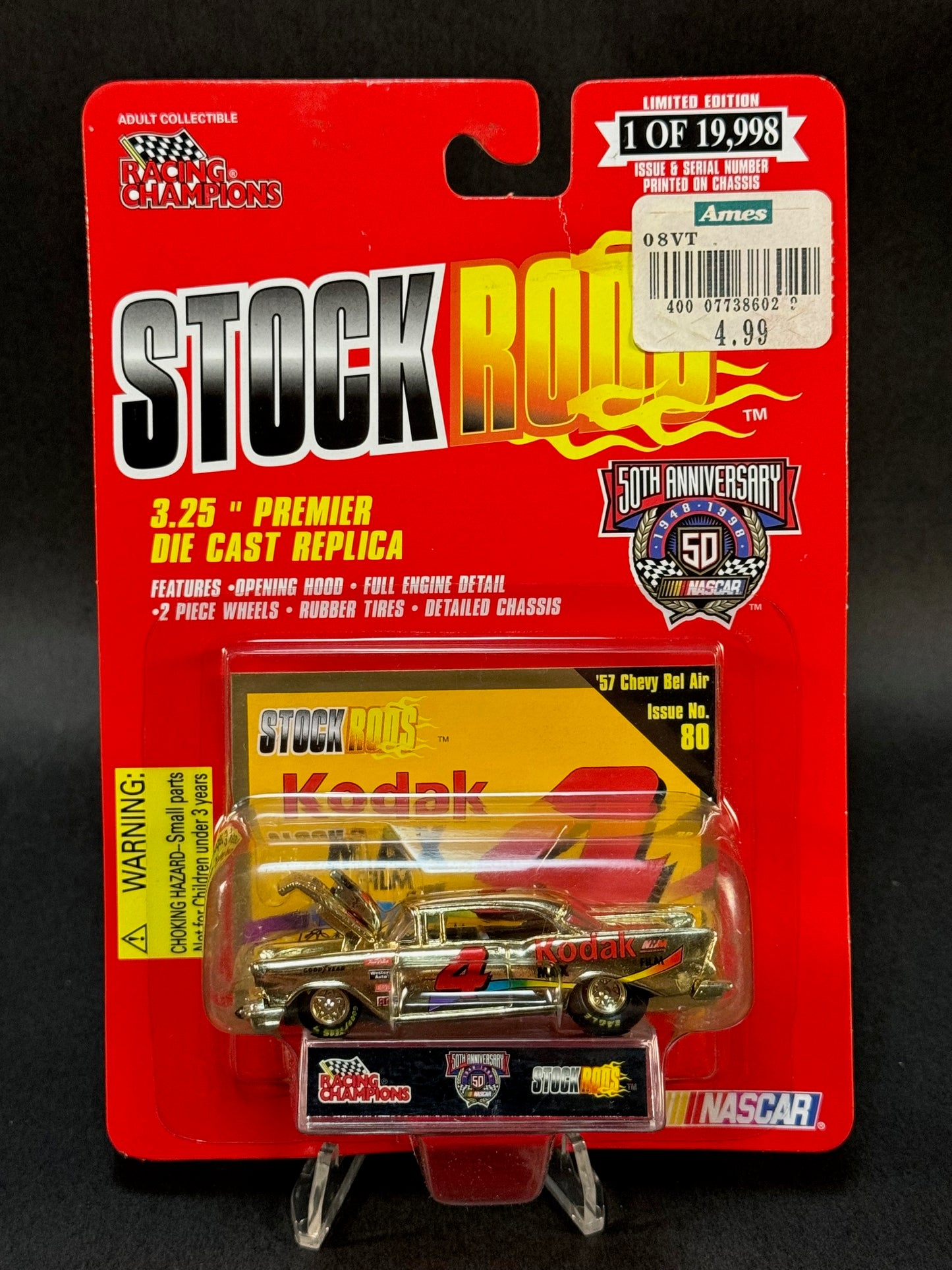 1998 Racing Champions NASCAR Stock Rods #80 '57 Chevy Bel Air, Gold