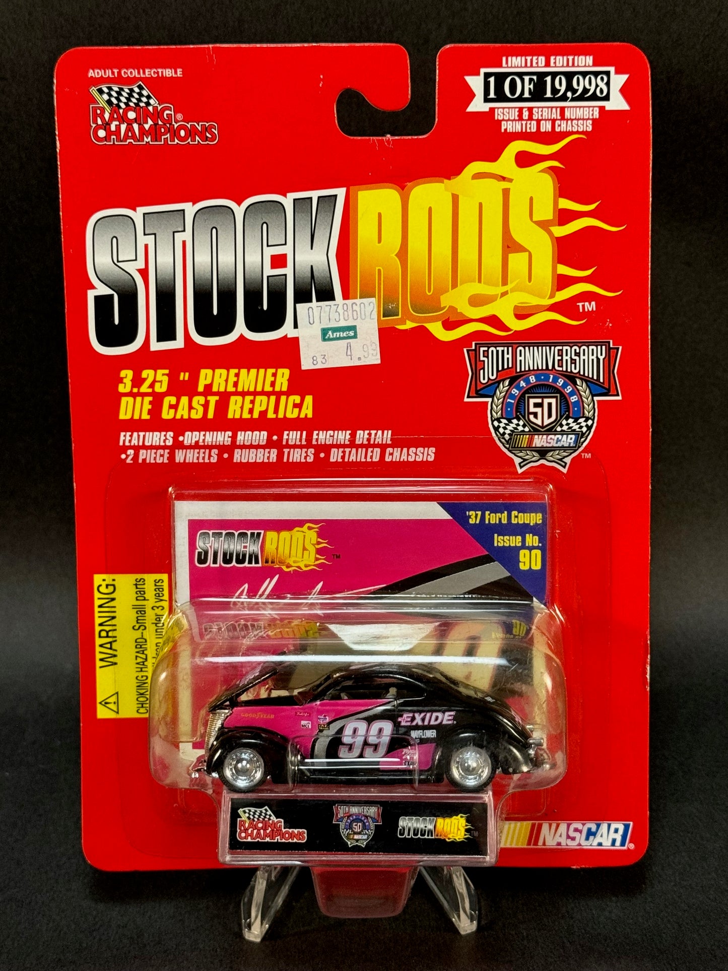 1998 Racing Champions NASCAR Stock Rods #90 '37 Ford Coupe, Black