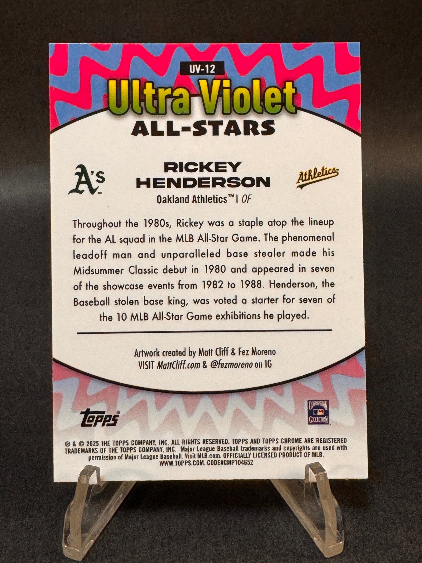 2025 Topps Chrome UV-12 Ultra Violet Rickey Henderson SSP Case Hit