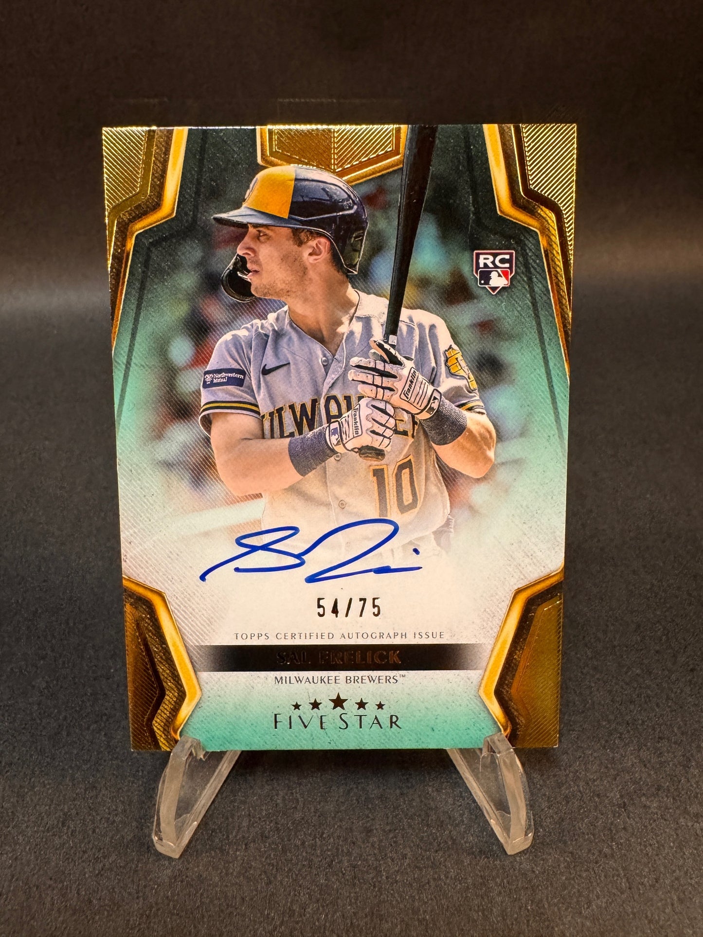 2024 Topps Five Star FSA-SF Aqua /75 Sal Frelick Rookie RC Autograph Brewers