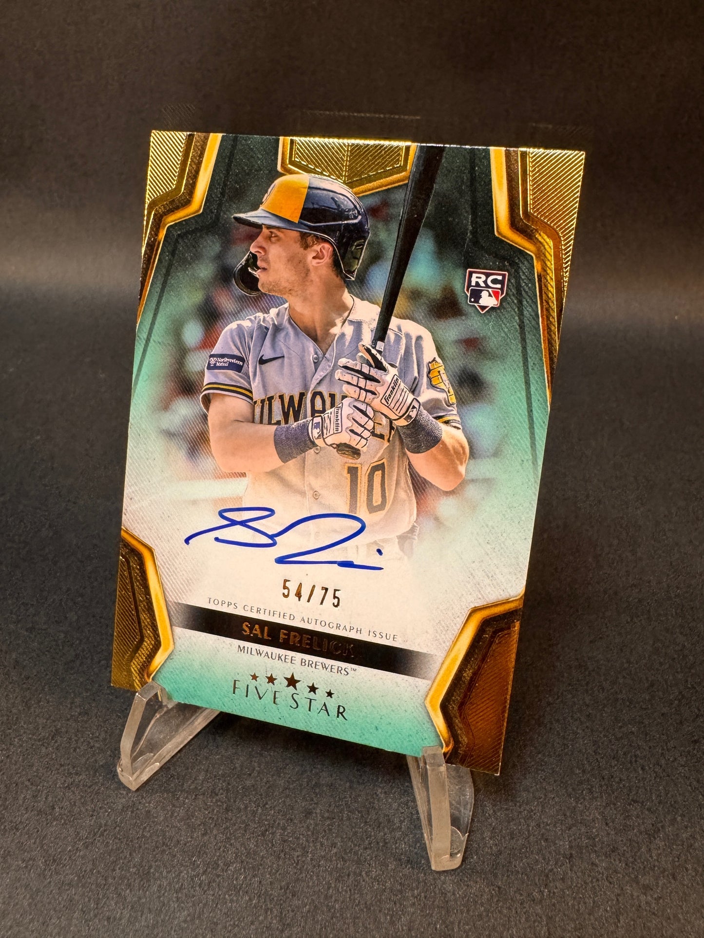 2024 Topps Five Star FSA-SF Aqua /75 Sal Frelick Rookie RC Autograph Brewers