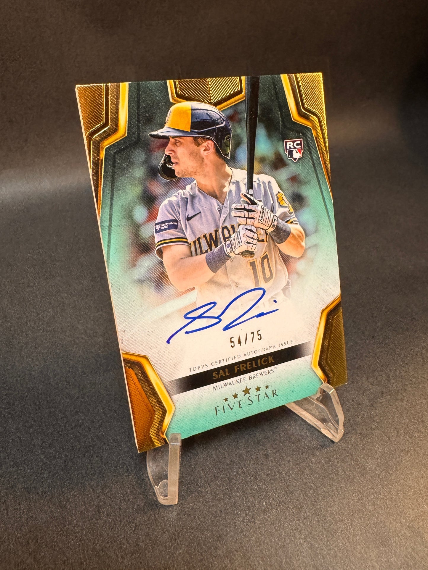 2024 Topps Five Star FSA-SF Aqua /75 Sal Frelick Rookie RC Autograph Brewers