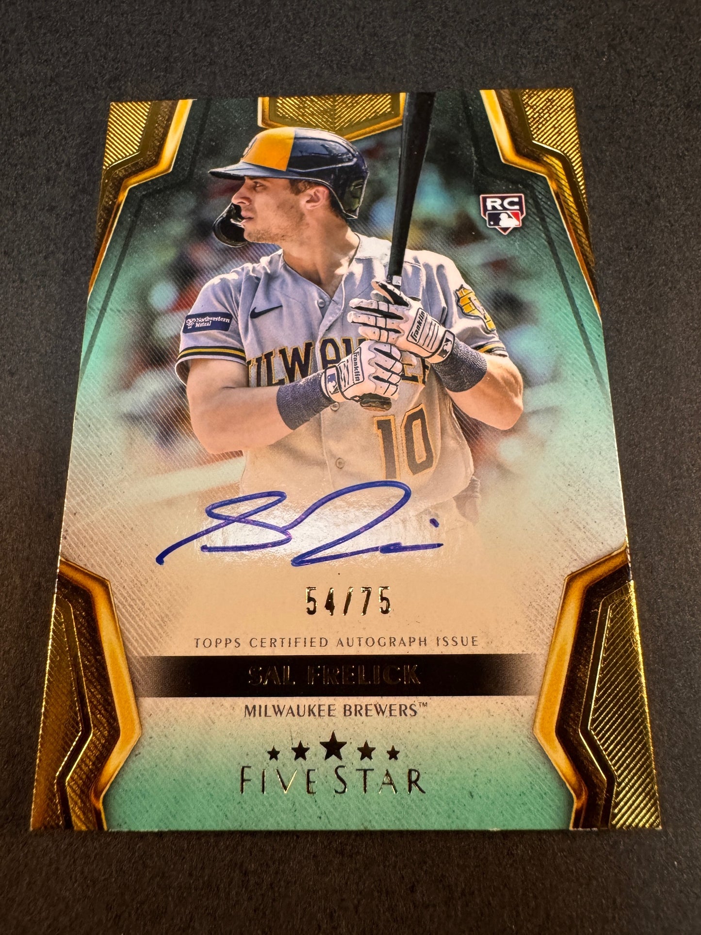 2024 Topps Five Star FSA-SF Aqua /75 Sal Frelick Rookie RC Autograph Brewers
