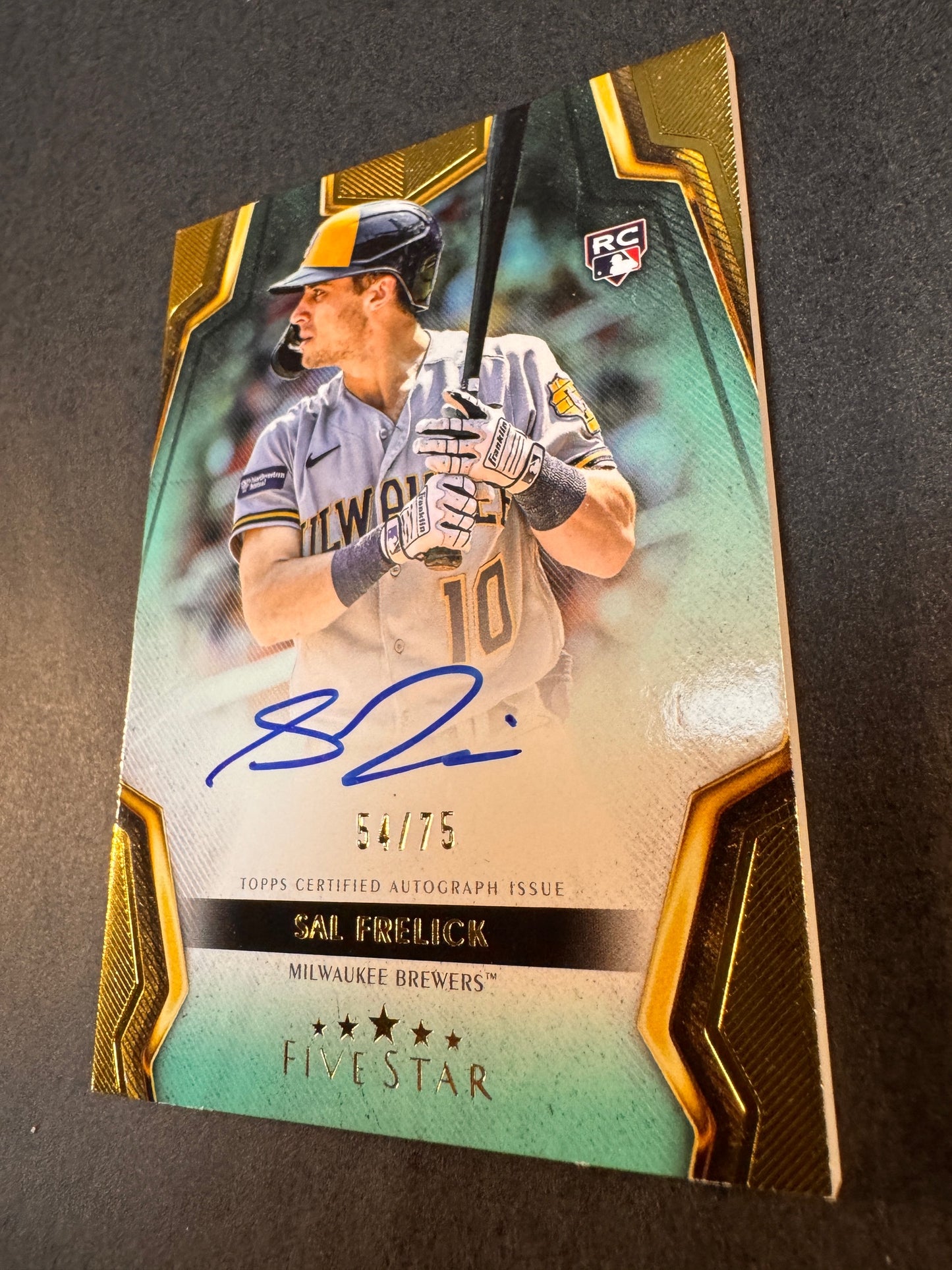 2024 Topps Five Star FSA-SF Aqua /75 Sal Frelick Rookie RC Autograph Brewers