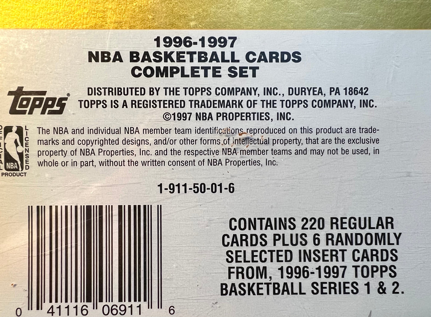 1996 1997 Topps NBA Basketball Complete Factory Sealed Gold Bar Set